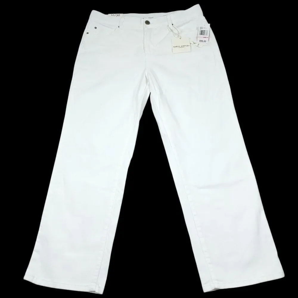 Curve Appeal Rae High Rise Straight Jeans Size 10 30 White Concealed Comfort - Picture 1 of 8